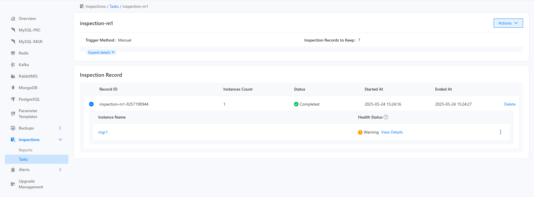 Inspection Result Presentation on Inspection Task